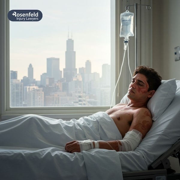 Burn injury lawyer in Chicago consulting with a client about legal options