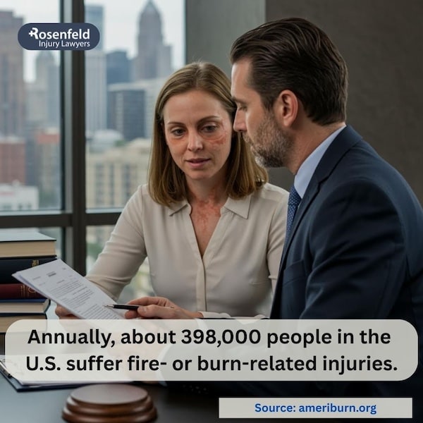 Victim seeking legal help after suffering burns due to someone else's negligence